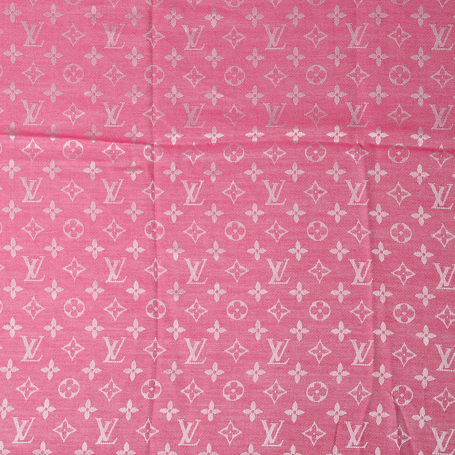 Louis Vuitton Silk Wool Monogram Denim Shawl Pivoine 4 of 5