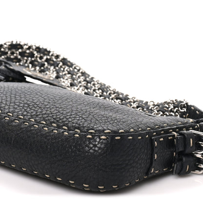 Fendi Calfskin Romano Selleria Chain Shoulder Bag Black 8 of 9