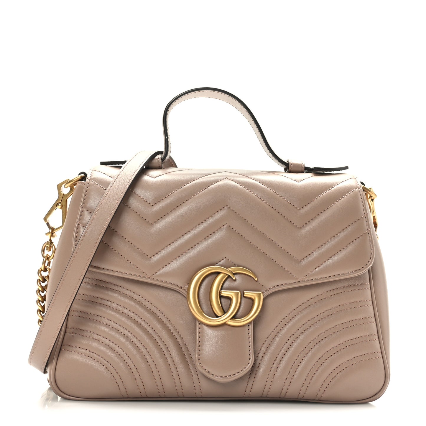 Calfskin Matelasse Small GG Marmont Top Handle Shoulder Bag Porcelain Rose