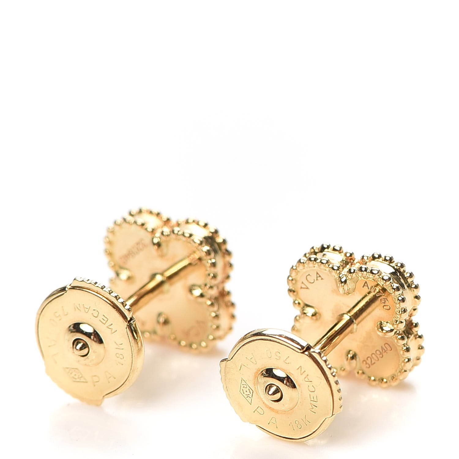 Van Cleef & Arpels 18K Yellow Gold Mother of Pearl Sweet Alhambra Earrings 4 of 4