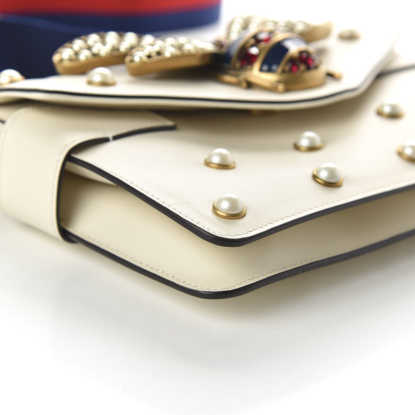 Nappa Pearl Studded Mini Queen Margaret Broadway Shoulder Bag Mystic White