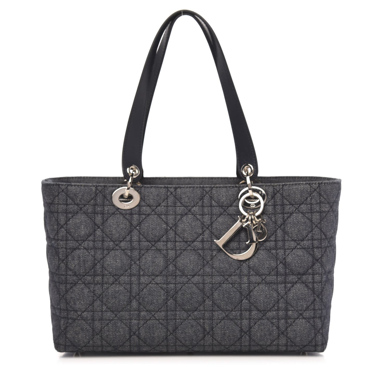 Denim Cannage Lady Dior Shopper Tote Blue