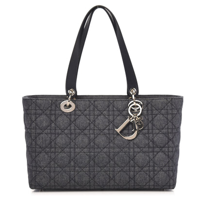 Christian Dior Denim Cannage Lady Dior Shopper Tote Blue 1 of 9