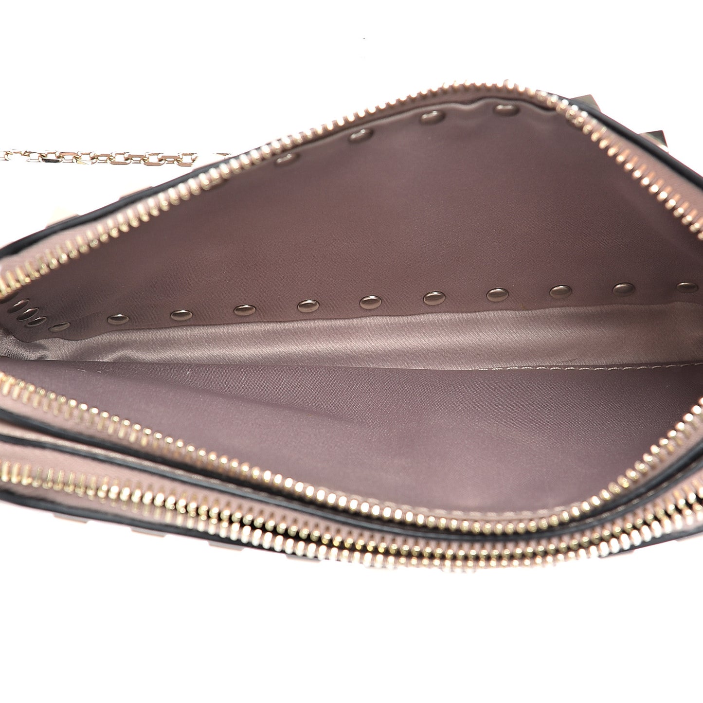 Vitello Rockstud Chain Pouch Shoulder Bag Poudre