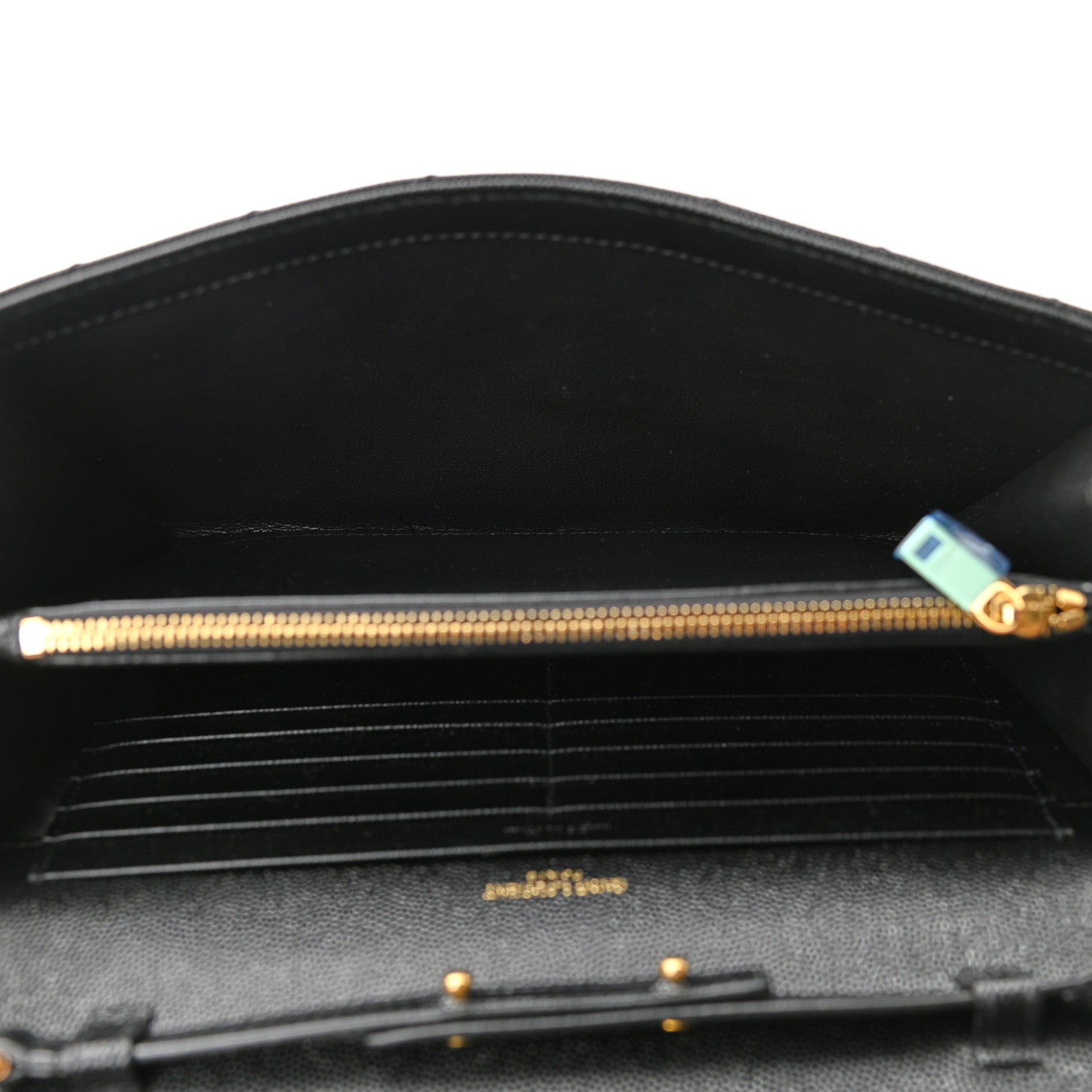 Saint Laurent Grain De Poudre Matelasse Chevron Monogram Chain Wallet Black 5 of 10