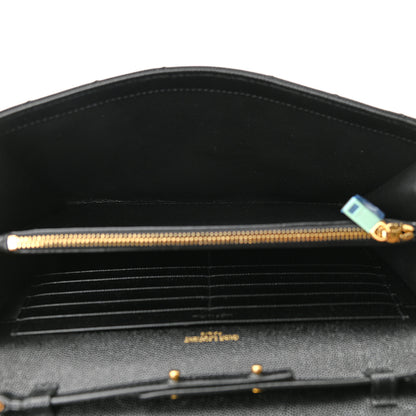 Saint Laurent Grain De Poudre Matelasse Chevron Monogram Chain Wallet Black 5 of 10