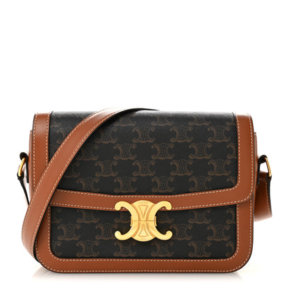 Celine Triomphe Canvas Calfskin Medium Triomphe Bag Tan 1 of 11