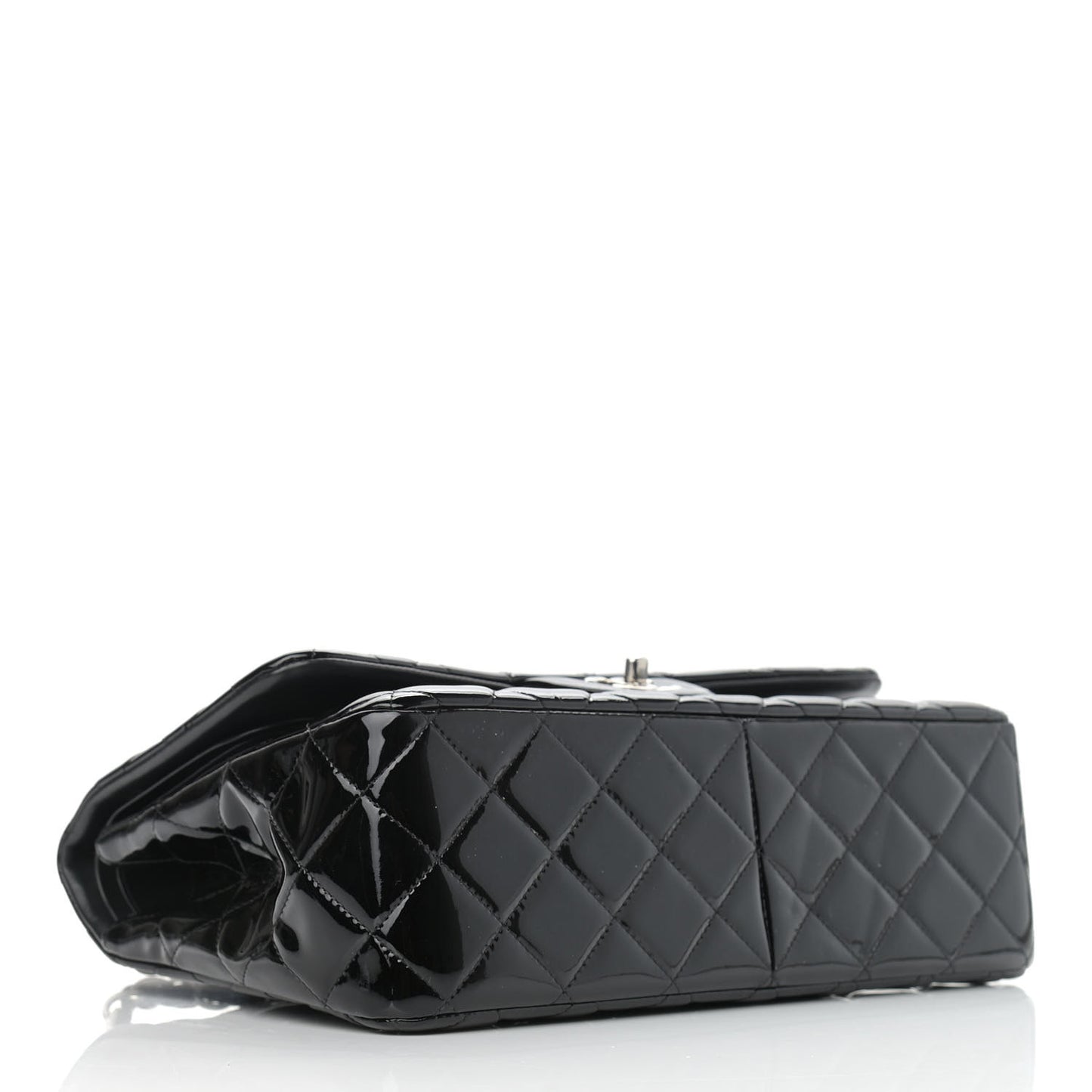 Patent Quilted Jumbo Double Flap Black