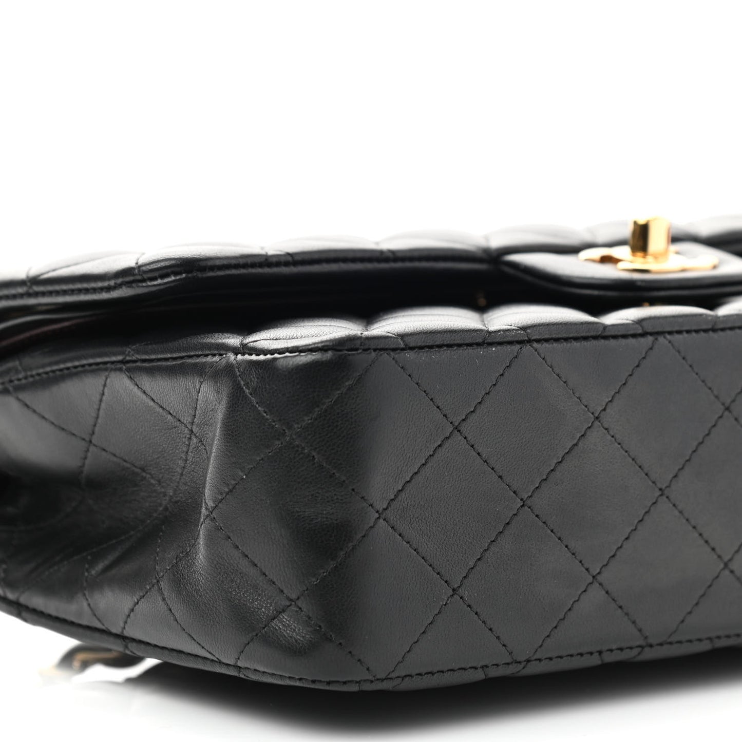 Lambskin Quilted Medium Double Flap Black