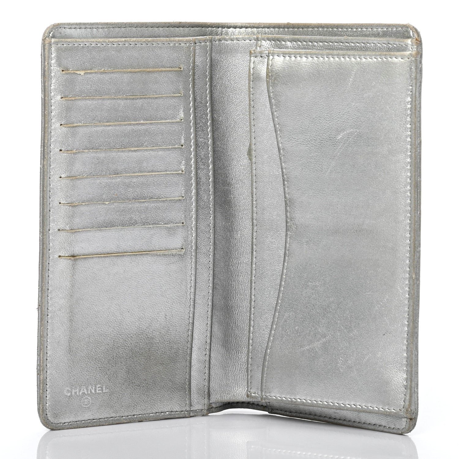 Chanel Metallic Lambskin Quilted Yen Wallet Silver 5 of 16