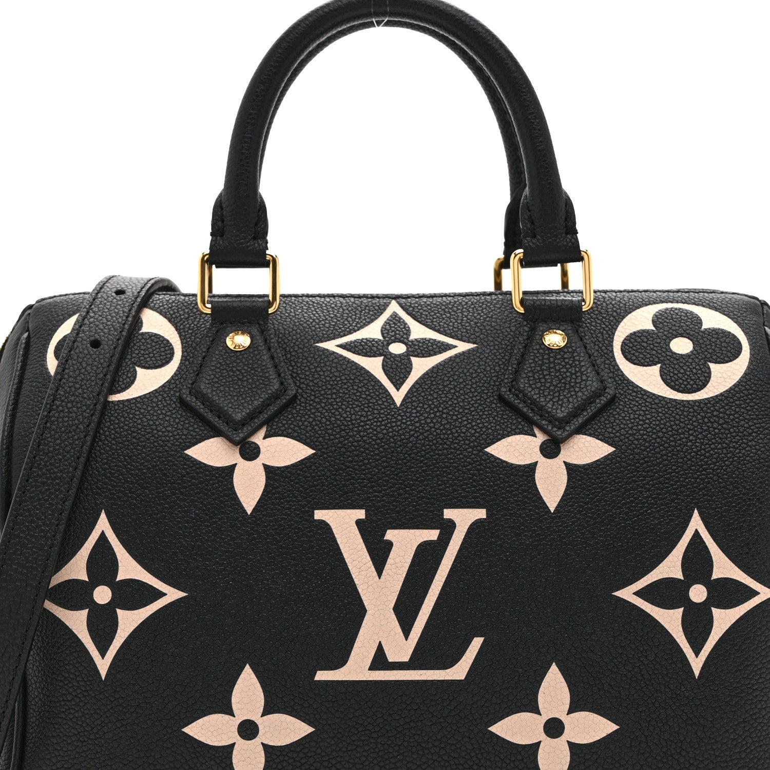 Louis Vuitton Empreinte Monogram Giant Speedy Bandouliere 25 Black Beige 7 of 9
