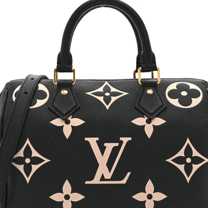 Louis Vuitton Empreinte Monogram Giant Speedy Bandouliere 25 Black Beige 7 of 9
