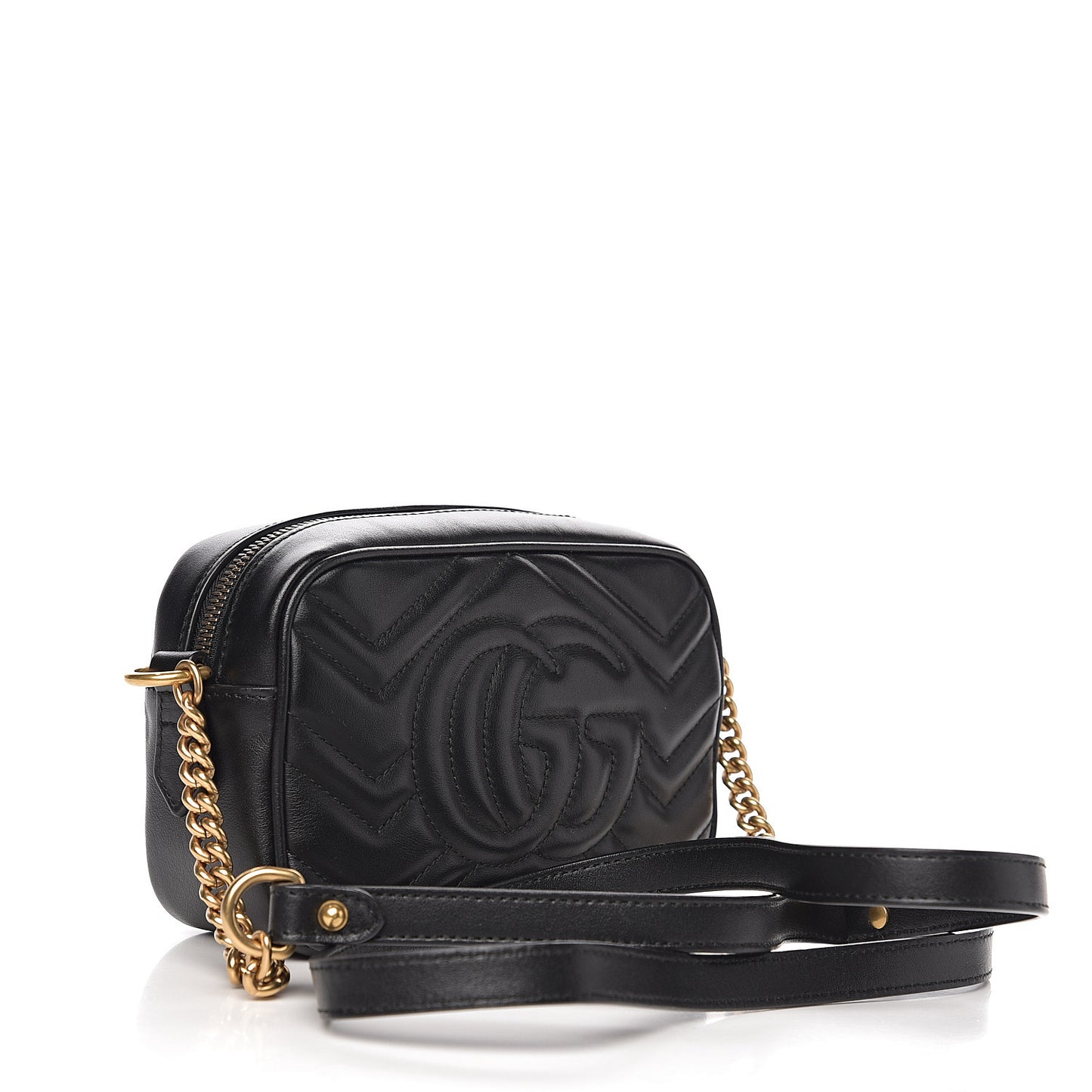 Calfskin Matelasse Mini GG Marmont Chain Shoulder Bag Black