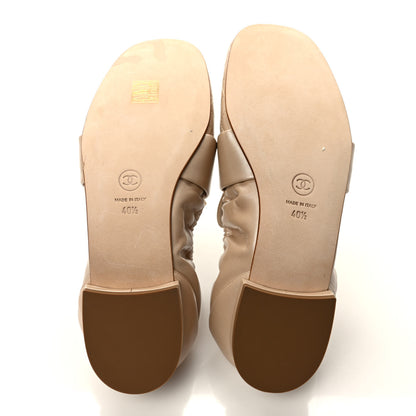 Chanel Laminated Lambskin Womens Quilted Elastic CC Moccasin Loafers 40.5 Beige 5 of 9