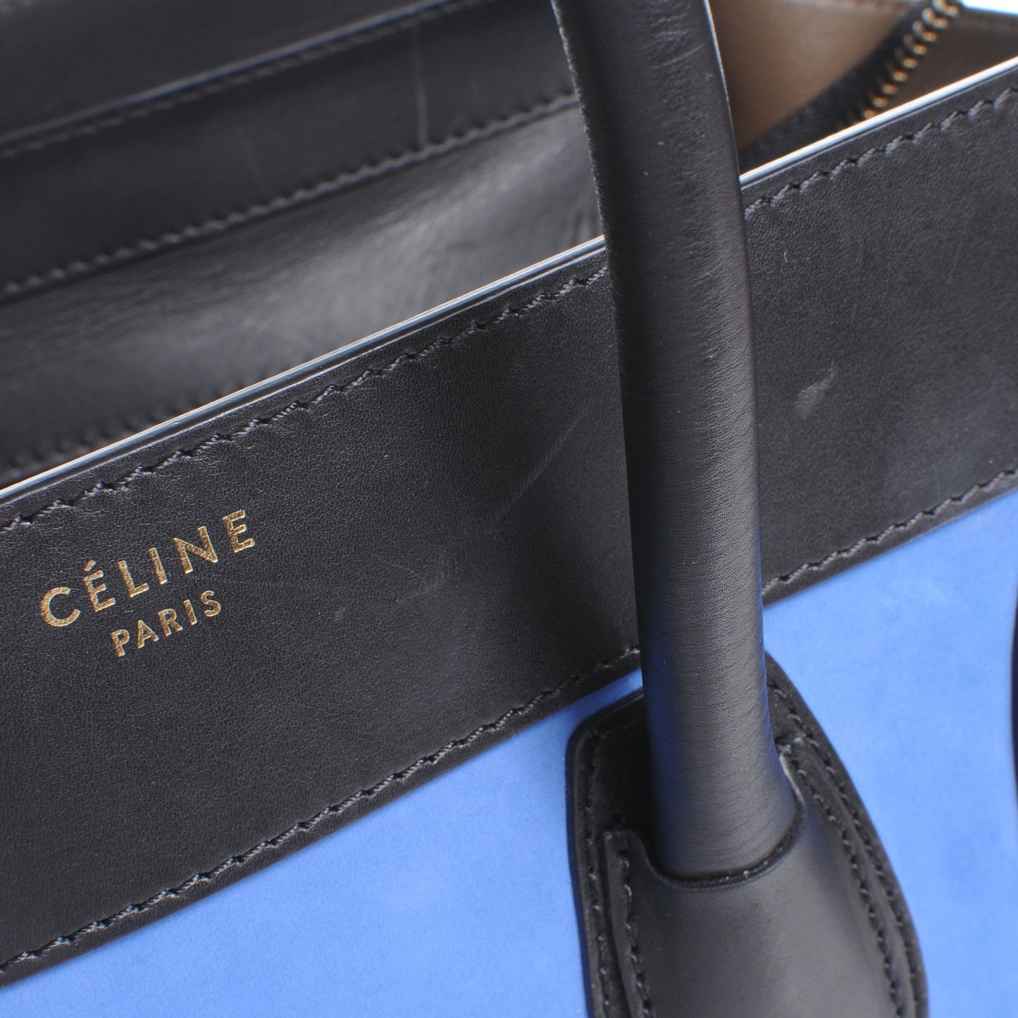 Smooth Calfskin Suede Mini Tri-Color Luggage Black