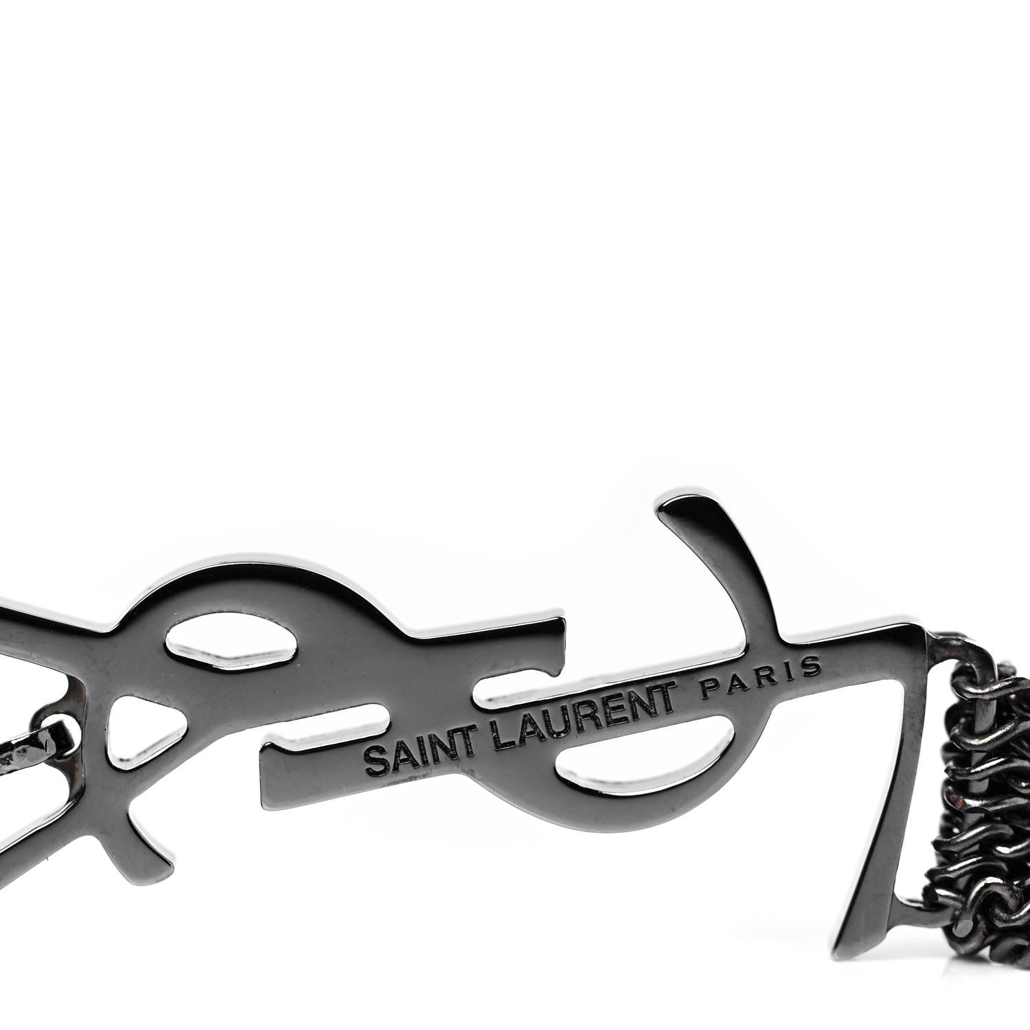 Saint Laurent Brass Monogram Chain Earrings 4 of 4