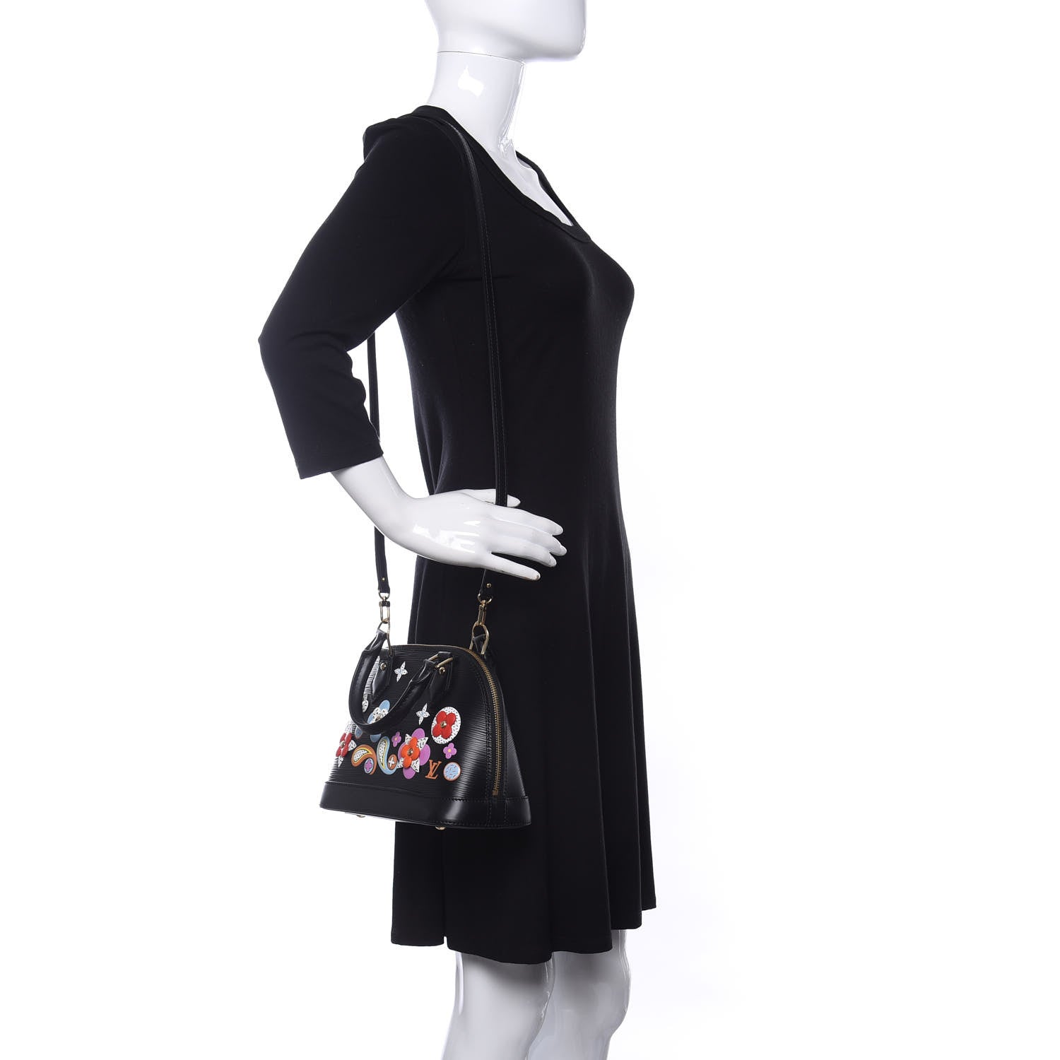 Louis Vuitton Epi Blooming Flowers Alma BB Black 2 of 9