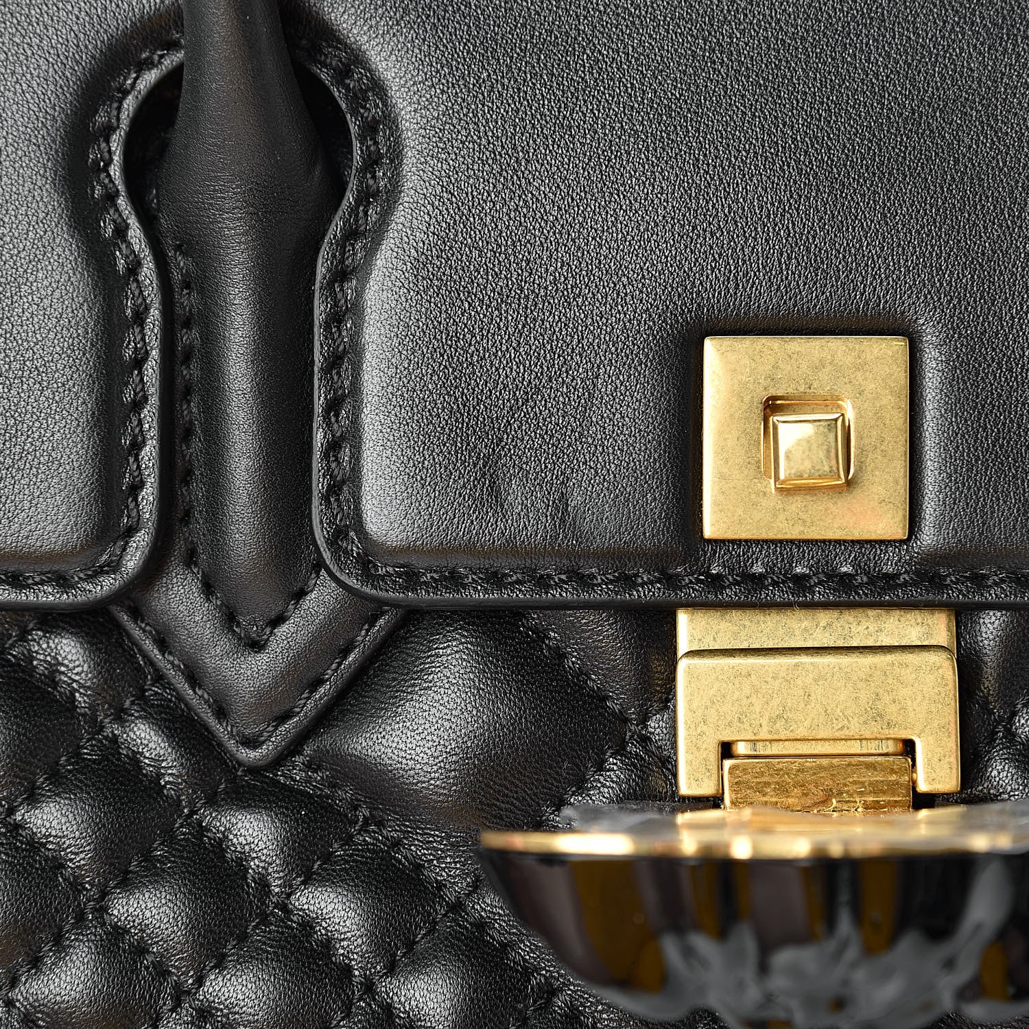 Versace Vitello Quilted Medium Palazzo Empire Bag Black 13 of 14