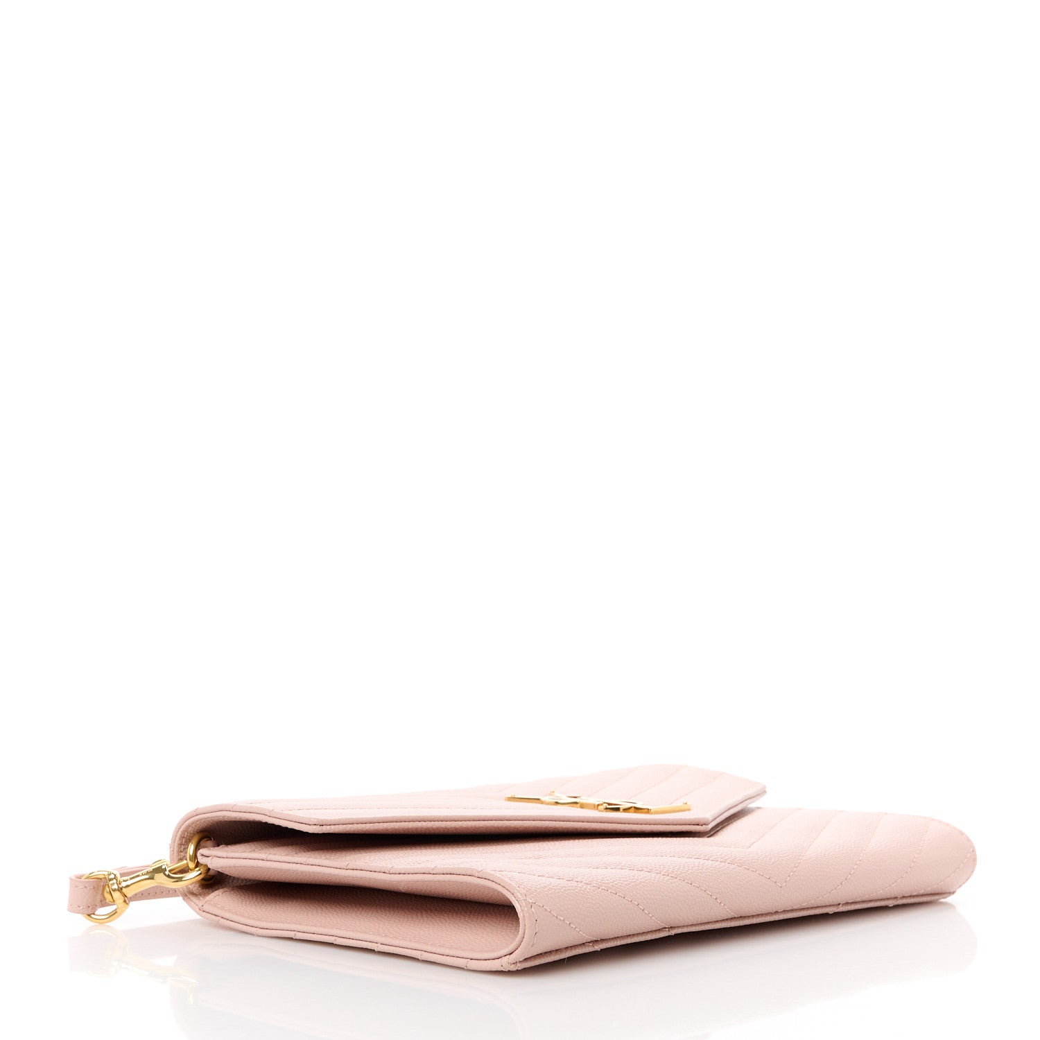 Saint Laurent Grain De Poudre Matelasse Chevron Monogram Envelope Clutch Pink 4 of 10