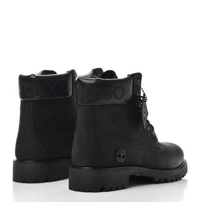 Jimmy Choo X TIMBERLAND Nubuck Glitter Womens Ankle Boots 10 Black Gunmetal 4 of 14