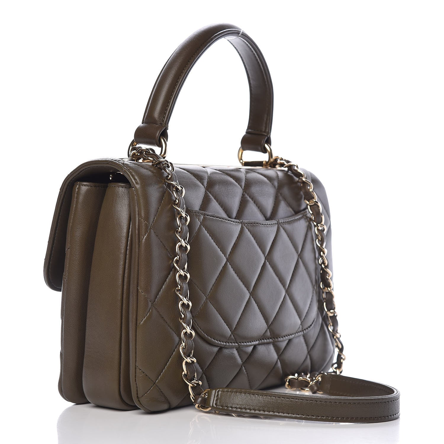 Chanel Lambskin Quilted Small Trendy CC Dual Handle Flap Bag Khaki 3 of 14