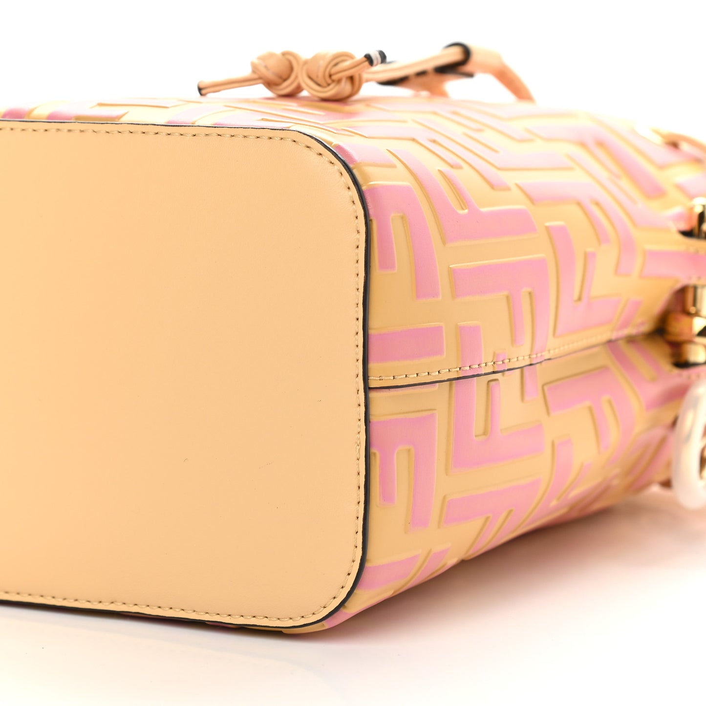 Vitello Liberty F is Fendi Bi-Color FF 1974 Embossed Mini Mon Tresor Bucket Bag Savana Lollypop