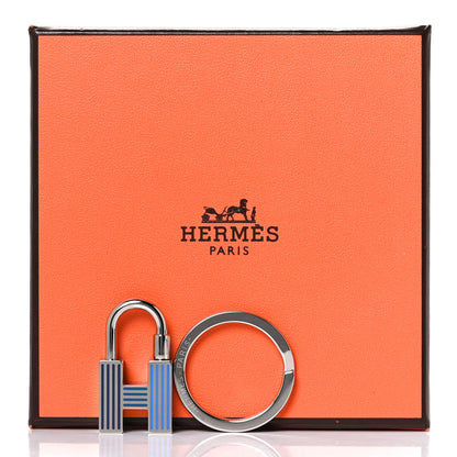 Hermes Lacquered Palladium Cadenas Quizz Rainbow Key Ring Camaieu De Bleus 5 of 5