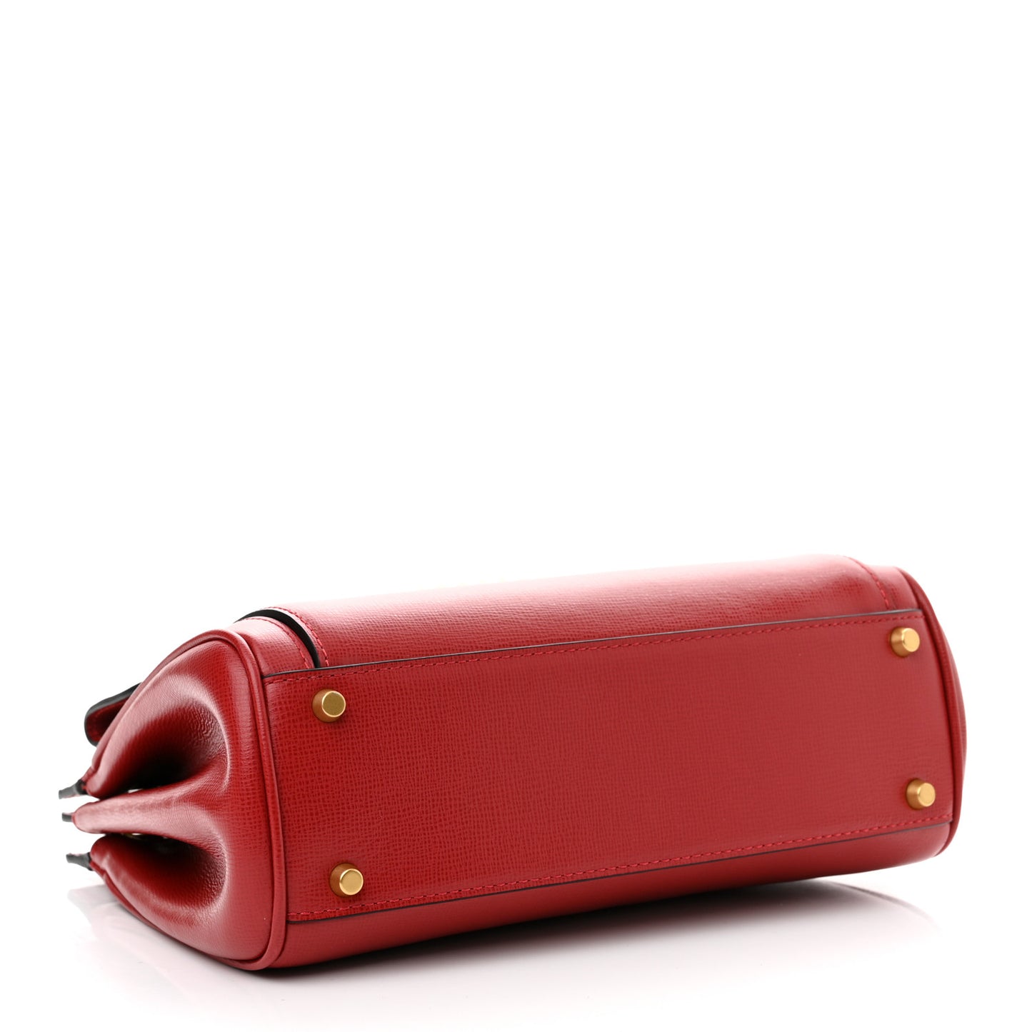 Grainy Calfskin Mini Rockstud Alcove Top-Handle Bag Rouge Pur