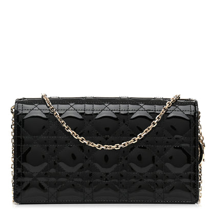 Christian Dior Patent Cannage Lady Dior Chain Wallet Black 3 of 11