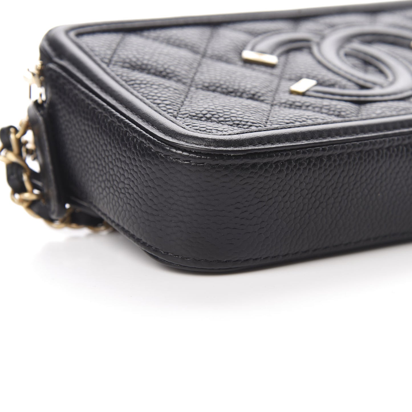 Caviar Quilted CC Filigree Clutch With Chain Black