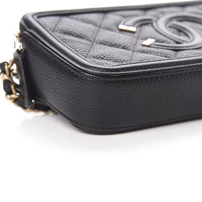Chanel Caviar Quilted CC Filigree Clutch With Chain Black 12 of 16