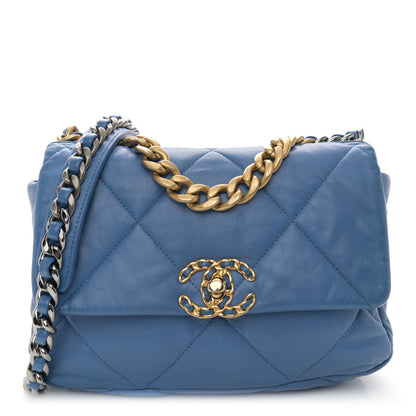 Chanel Goatskin Quilted Medium Chanel 19 Flap Blue 1 of 10