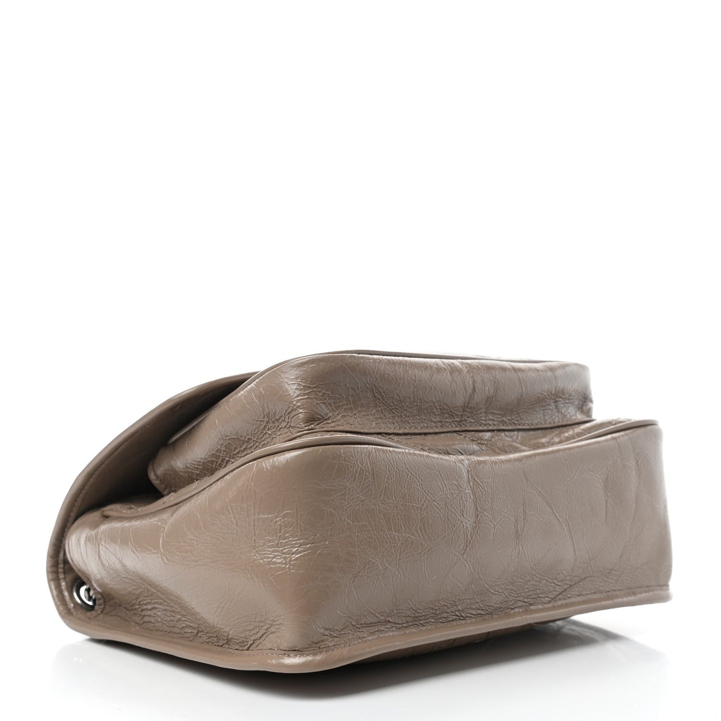 Crinkled Calfskin Matelasse Monogram Medium Niki Chain Satchel Taupe