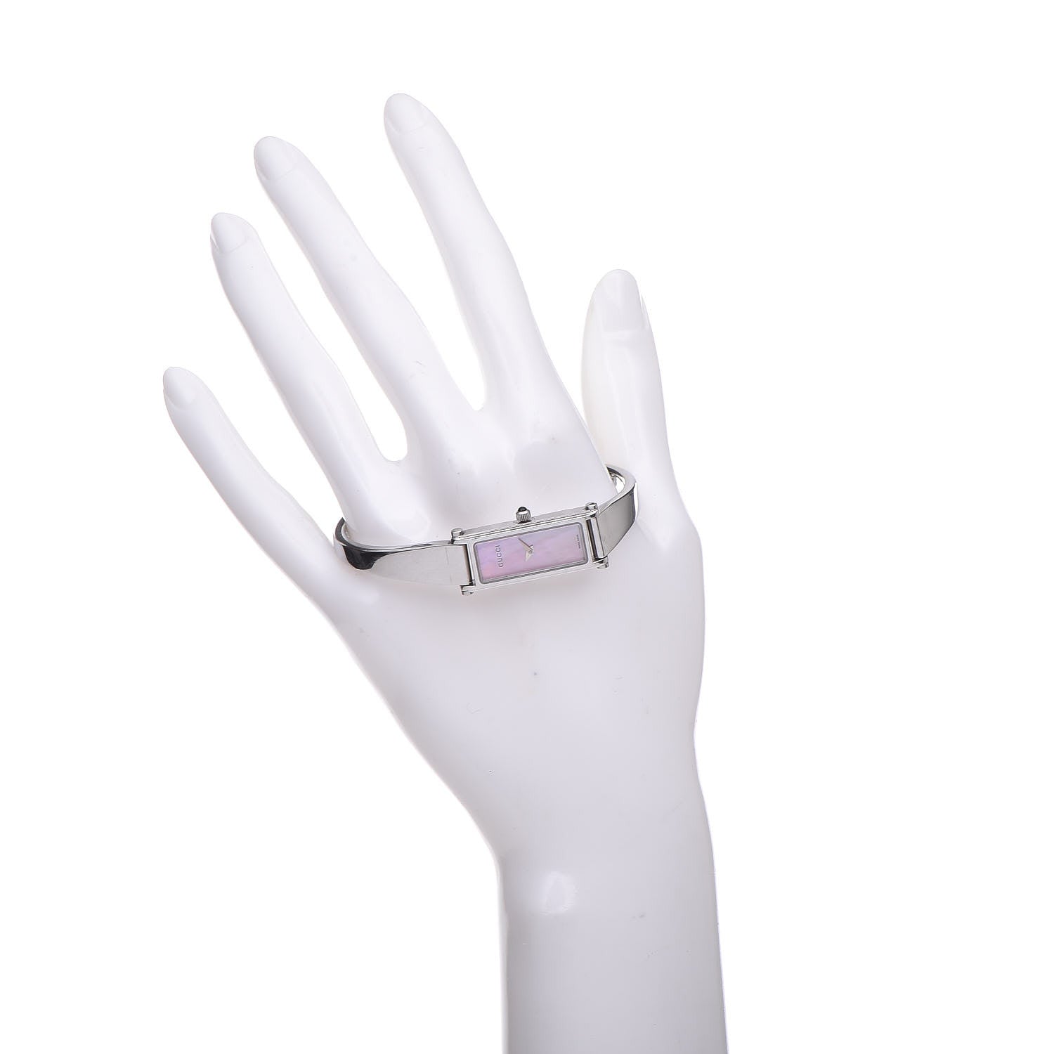 Gucci Stainless Steel Pink Mother of Pearl 12mm 1500L Horsebit Quartz Watch 2 of 6