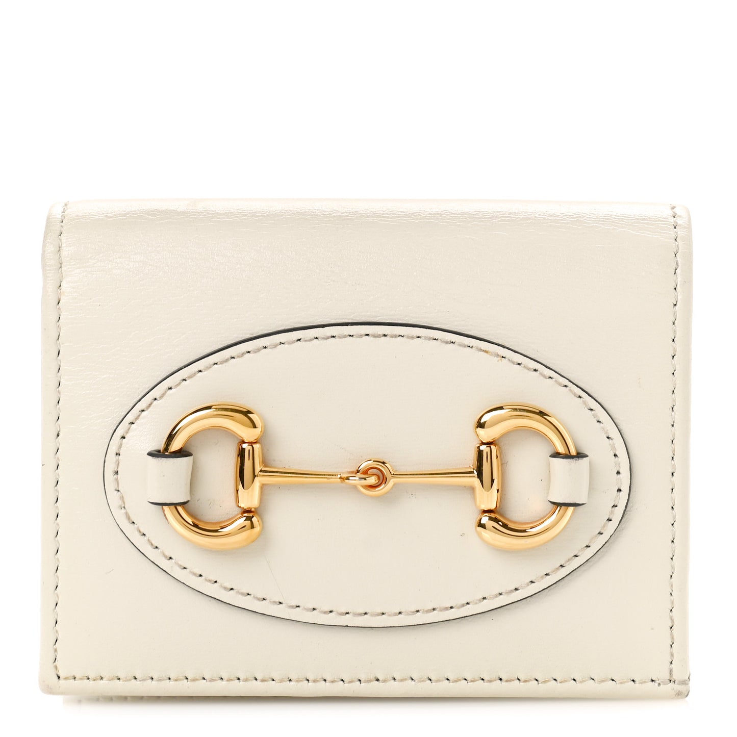 Boarded Plutone Calfskin Horsebit 1955 Card Case Wallet Mystic White