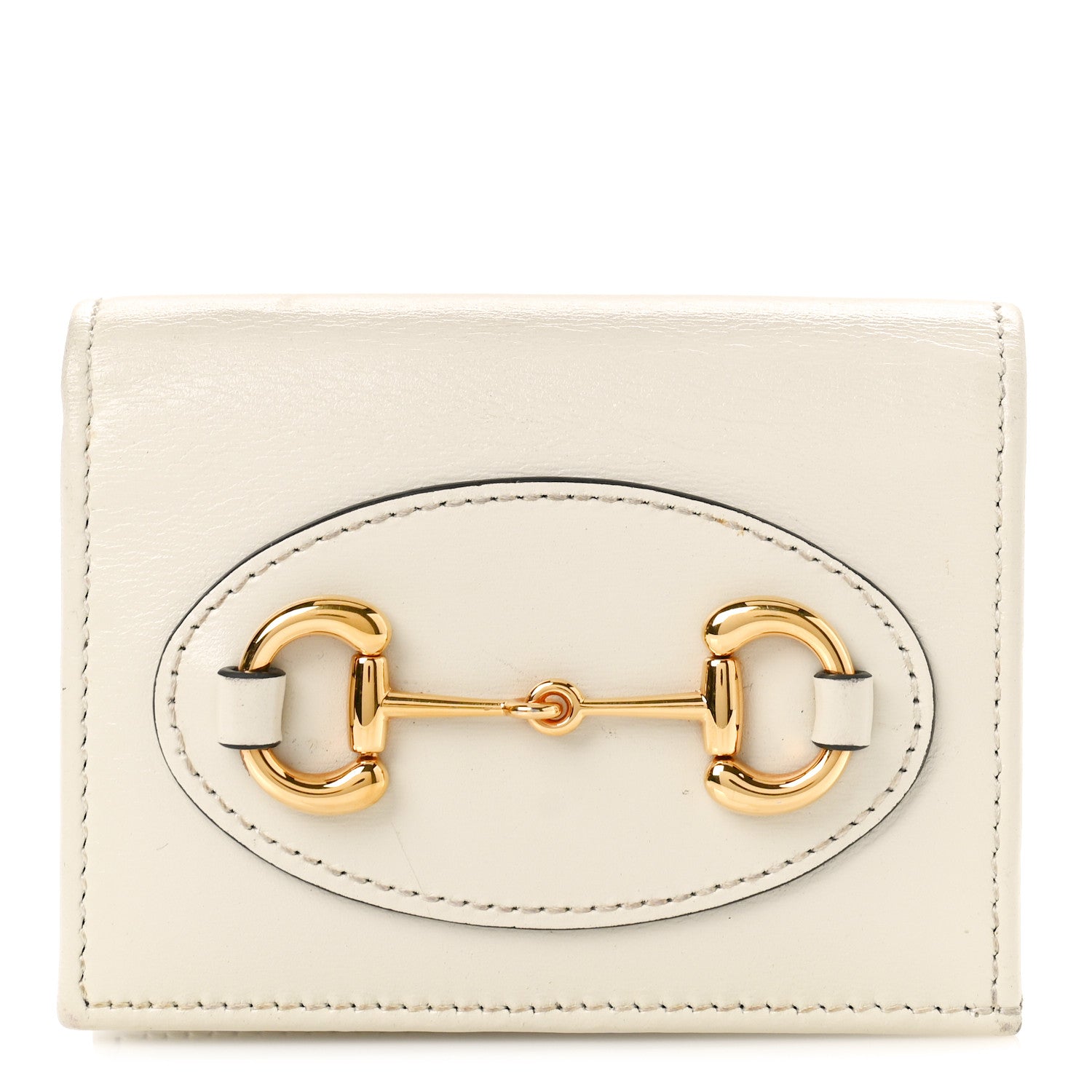 Gucci Boarded Plutone Calfskin Horsebit 1955 Card Case Wallet Mystic White 1 of 9