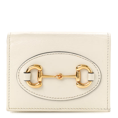 Gucci Boarded Plutone Calfskin Horsebit 1955 Card Case Wallet Mystic White 1 of 9