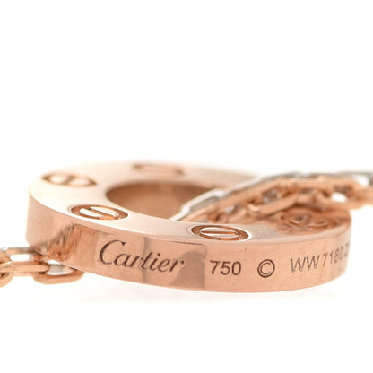 Cartier 18K White Pink Gold Diamond Three Ring LOVE Pendant Necklace 6 of 9