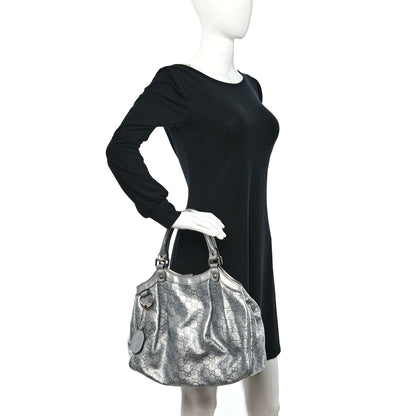 Gucci Metallic Guccissima Medium Sukey Tote Silver 2 of 9