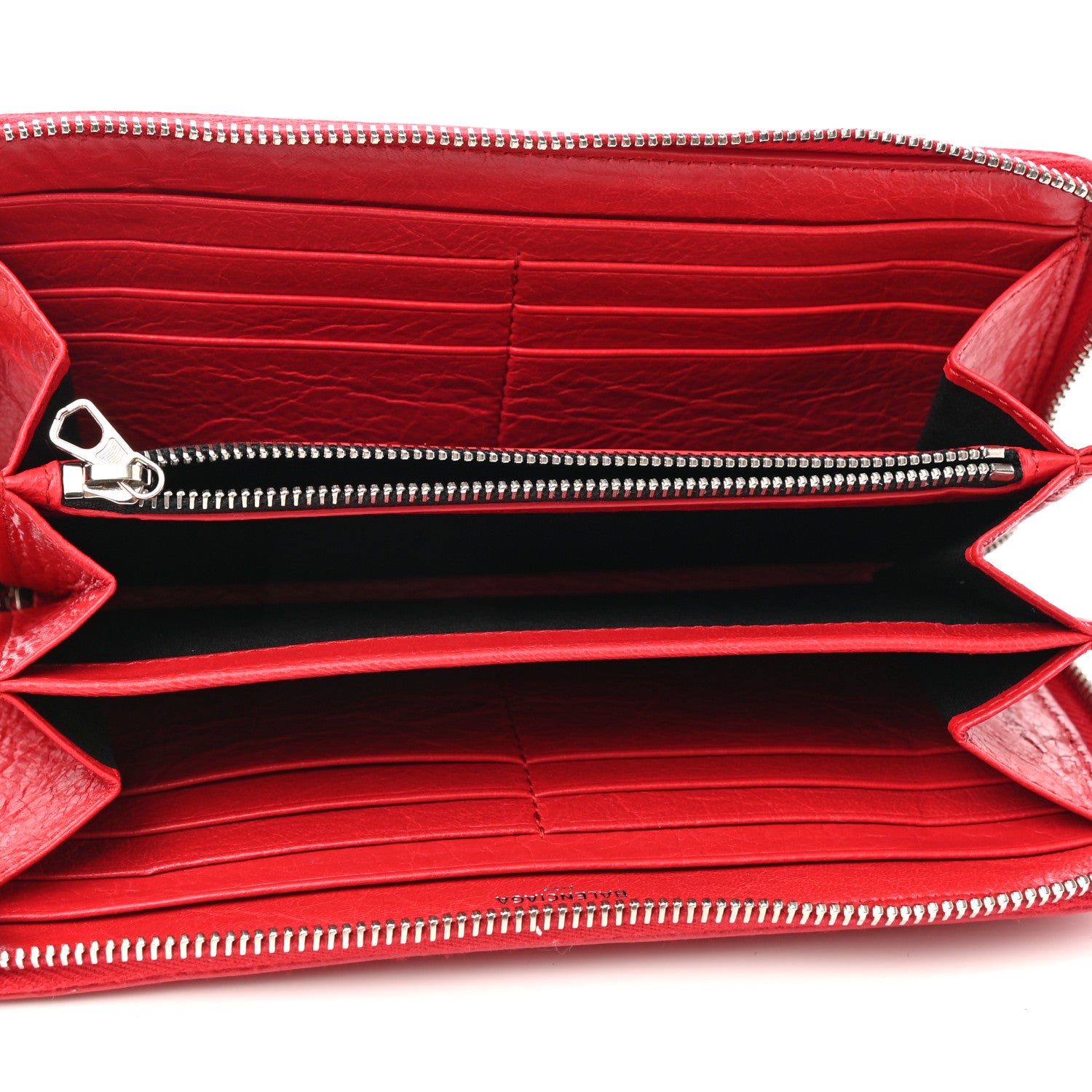 Balenciaga Agneau Continental Zip Around Wallet Rouge Cardinal 5 of 9
