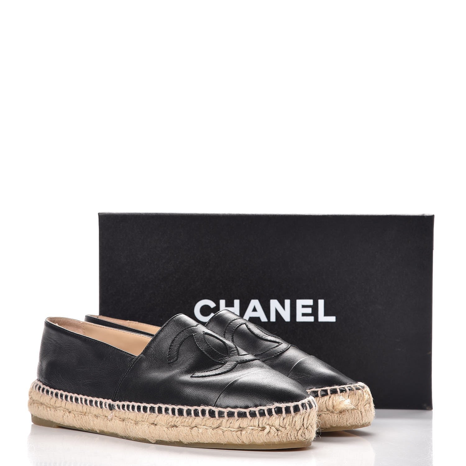 Chanel Lambskin CC Espadrilles 38 Black 16 of 16