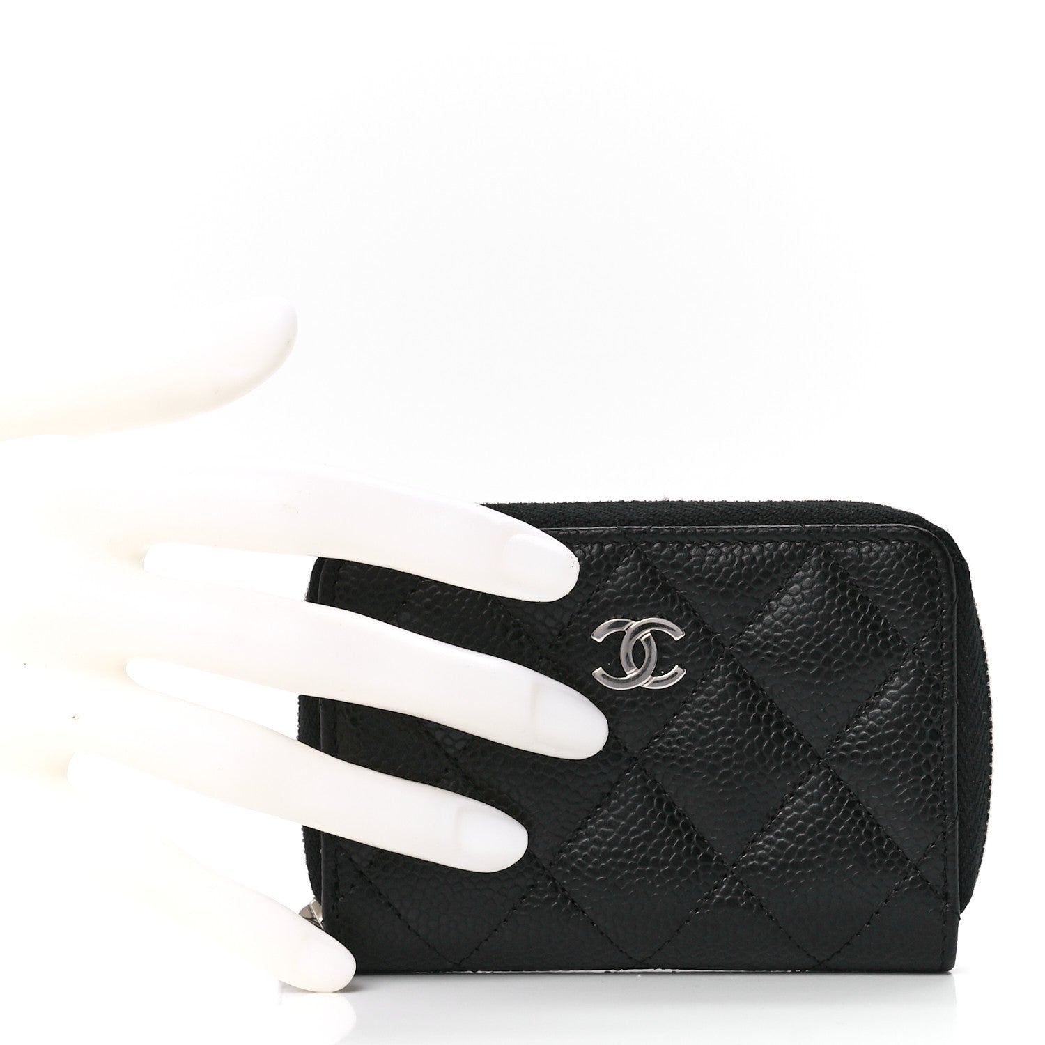 Chanel Caviar Quilted Zip Coin Purse Black 2 of 11
