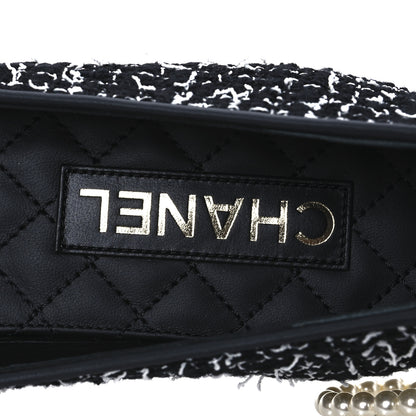 Chanel Tweed Lambskin Cap Toe Ankle Chain Ballerina Flats 39.5 Black White 9 of 10