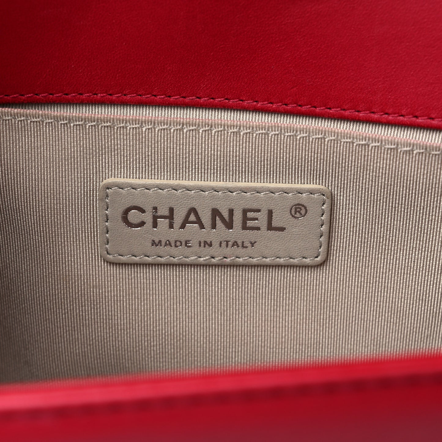 Perforated Lambskin Quilted Medium Boy Flap Red