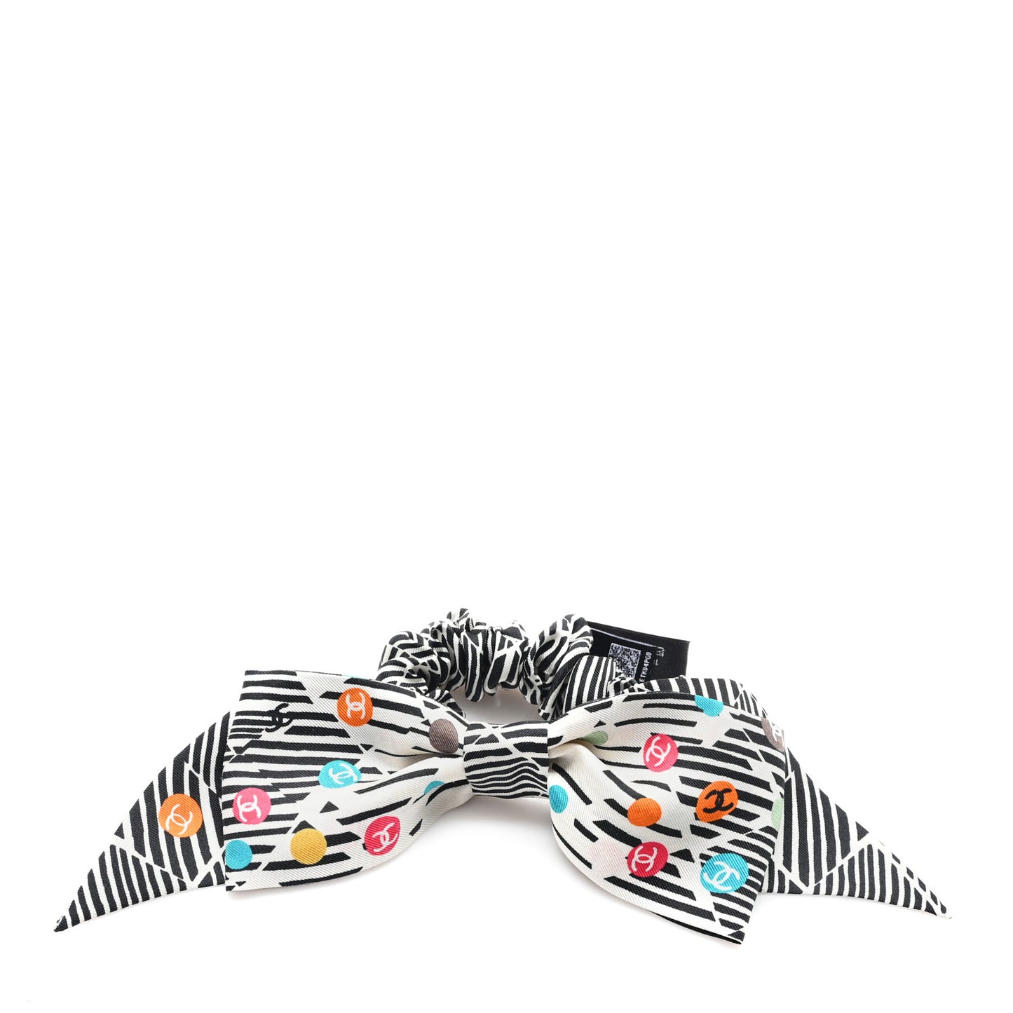 Silk CC Bow Hair Tie Black White Multicolor