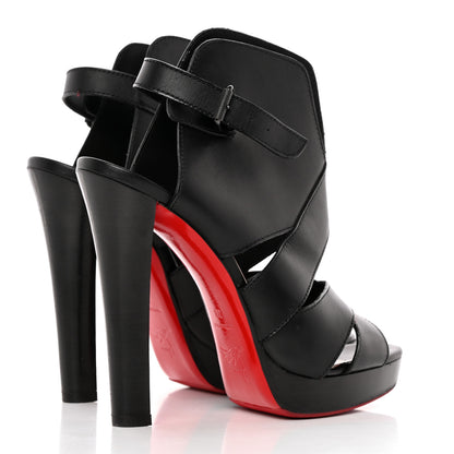 Christian Louboutin Calfskin Apron Lili 120 Pumps 38 Black 4 of 15