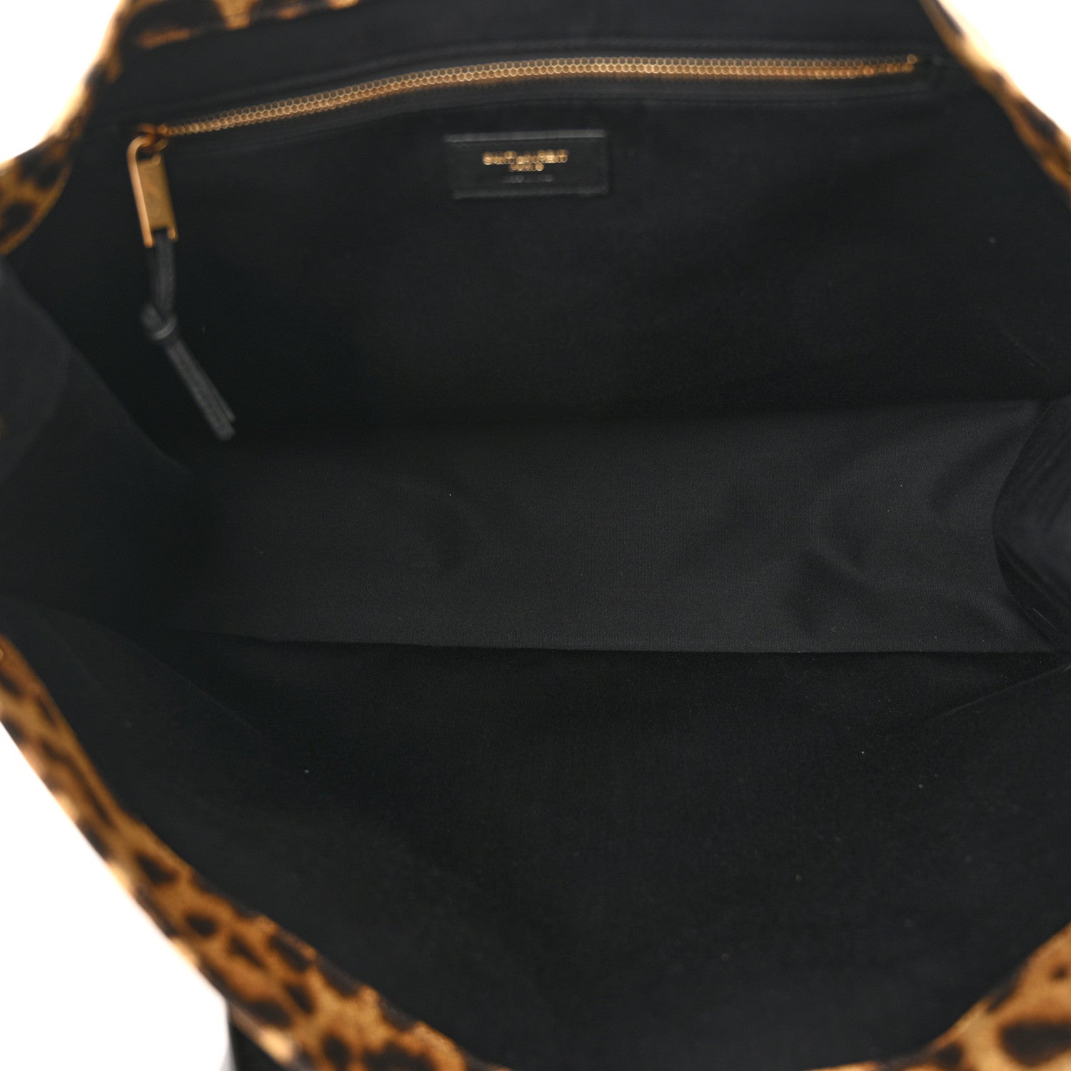Saint Laurent Canvas Calfskin Leopard Print Rive Gauche Noe Tote Natural Black 5 of 11