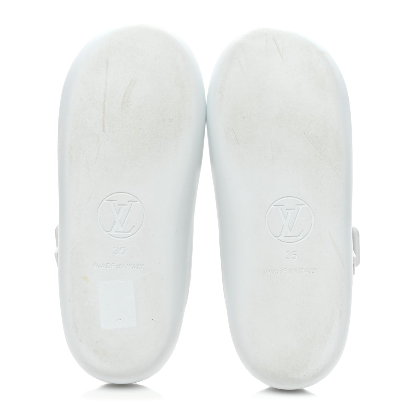 Monogram Sunbath Flat Mule Sandals 35 White
