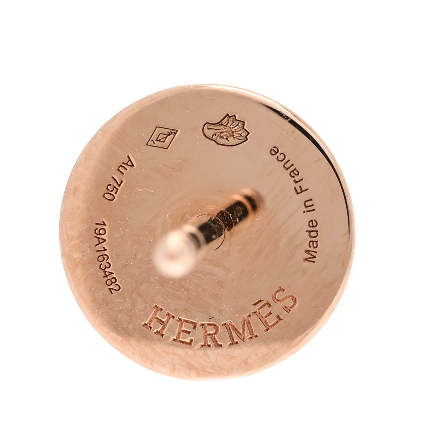 Hermes 18K Rose Gold TPM Ex-Libris Stud Earrings 4 of 5