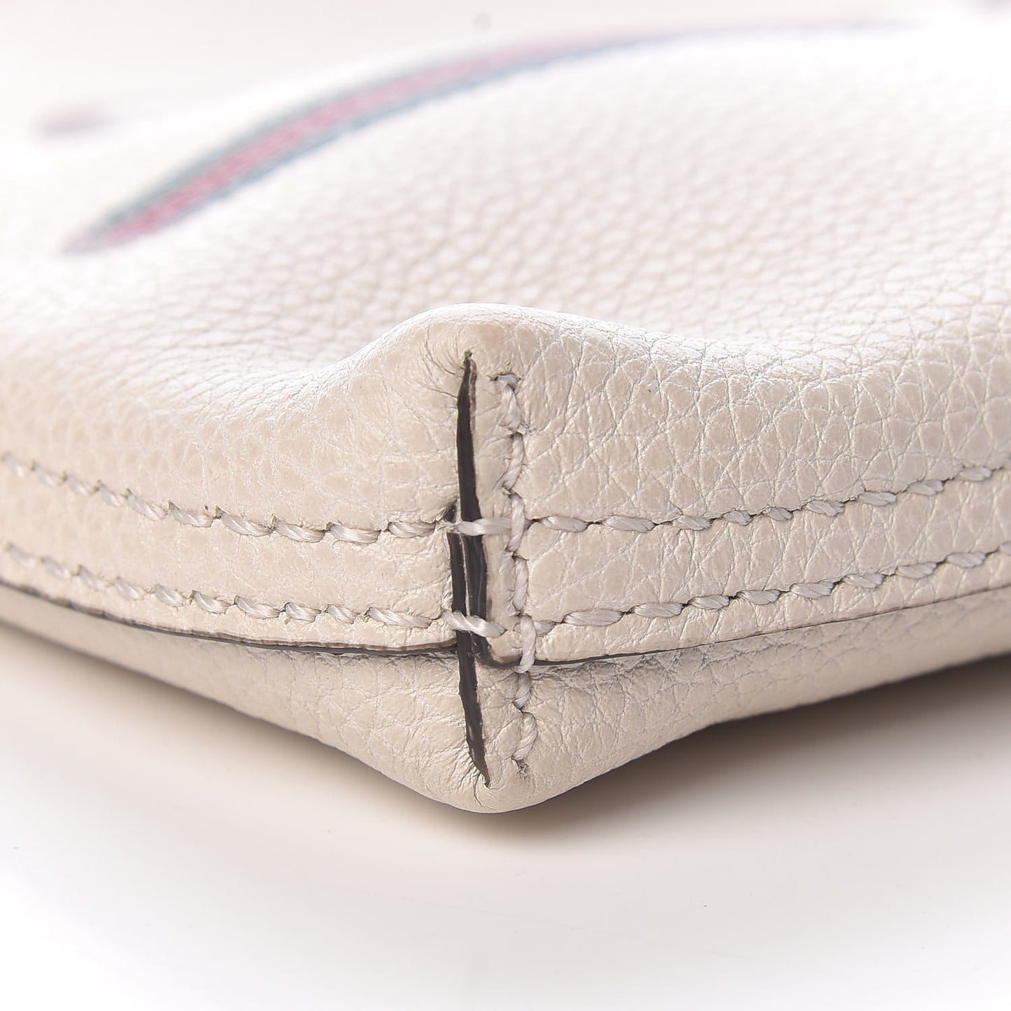 Pebbled Calfskin Logo Portfolio Clutch White